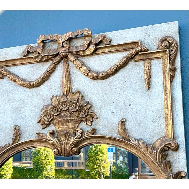 Vintage Gilt Tipped Trumeau Mirror For Sale In West Palm - Image 6 of 12