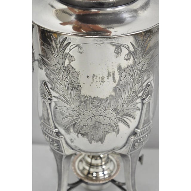 Antique Victorian Silver Plated Floral Engraved Coffee Samovar by Lucius Hart For Sale - Image 17 of 18