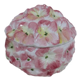 Italian Porcelain Hydrangea Box For Sale