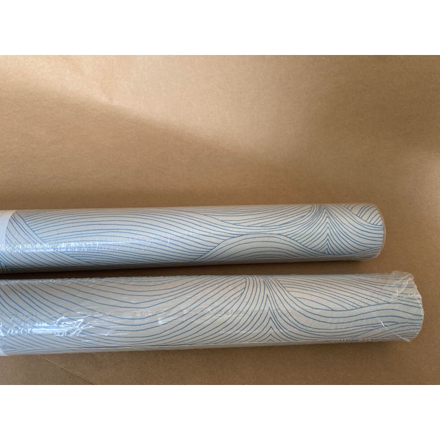 Early 21st Century Abigail Edwards “Seascape – Summer” Wallpaper. Made in England | Hand-Drawn Coastal Wave Pattern - Two Rolls. For Sale - Image 5 of 5