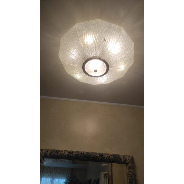 Ceiling Light Royal Model in Iron, Brass and Dew Glass from Barovier and Toso, 1970s For Sale - Image 9 of 10