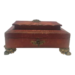 Early 19th Century Regency Sewing Box in Red Leather