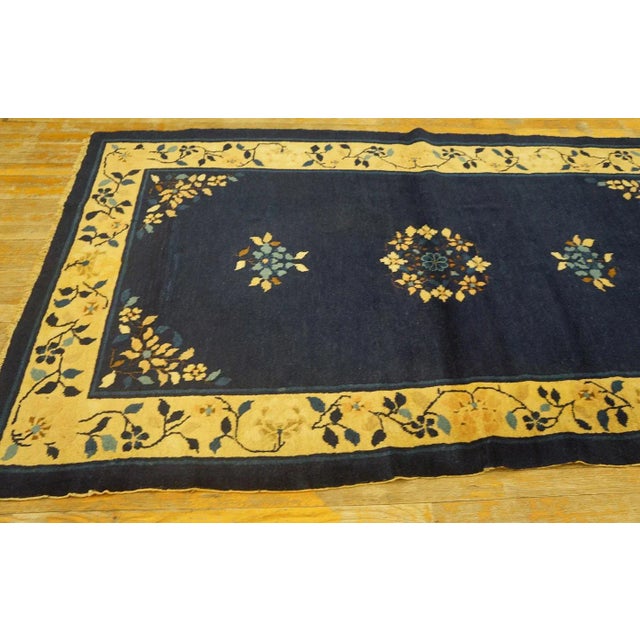 1920s Navy Blue Open Field Medallion Antique Chinese Peking Knotted Rug Carpet For Sale - Image 10 of 12