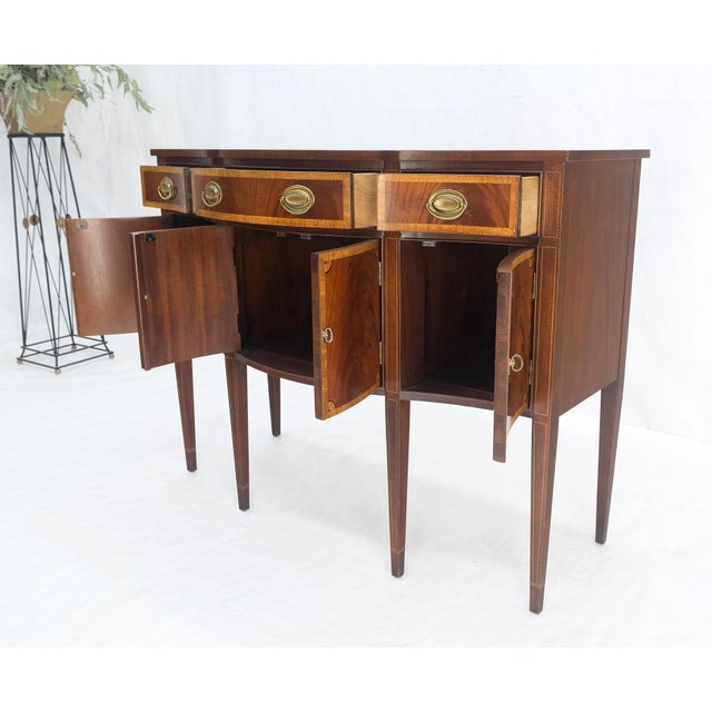 Banded Mahogany Federal Style Compact 50" Wide Sideboard Credenza Buffet For Sale - Image 11 of 12