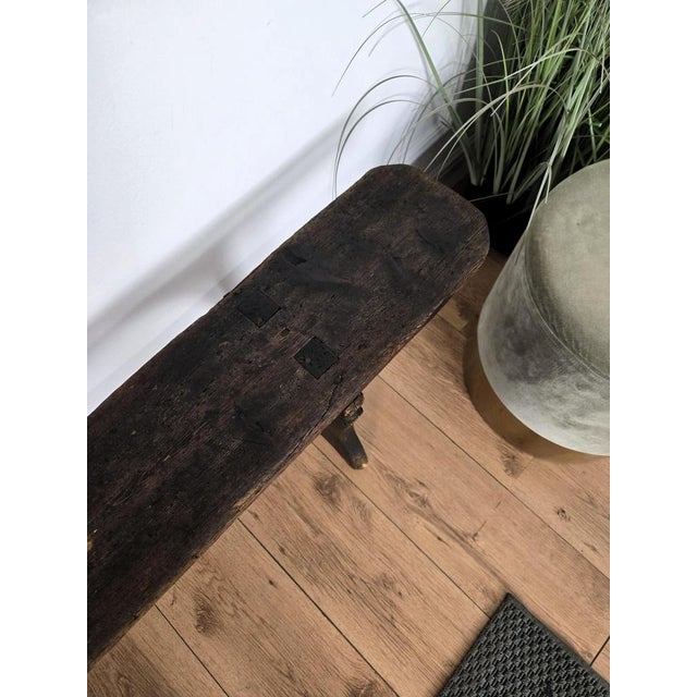 Wood Antique Rustic Italian Wooden Bench, 1890s For Sale - Image 7 of 11