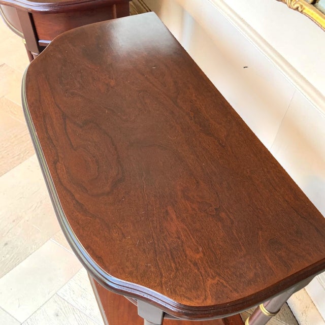 Vintage Cherry Faux Bamboo Bedside Tables | Pair of Hollywood Regency Nightstands | End Tables, A Pair For Sale - Image 10 of 10