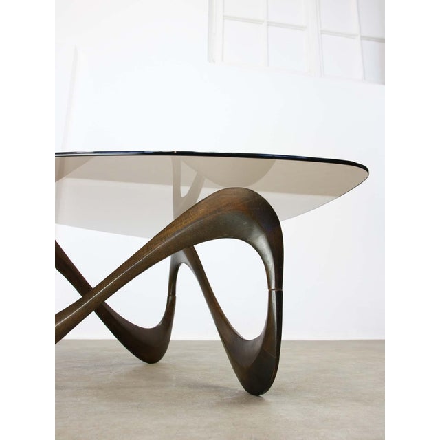 Italian Organic Snake Wooden and Smoked Glass Coffee Table, 1960s For Sale - Image 13 of 18