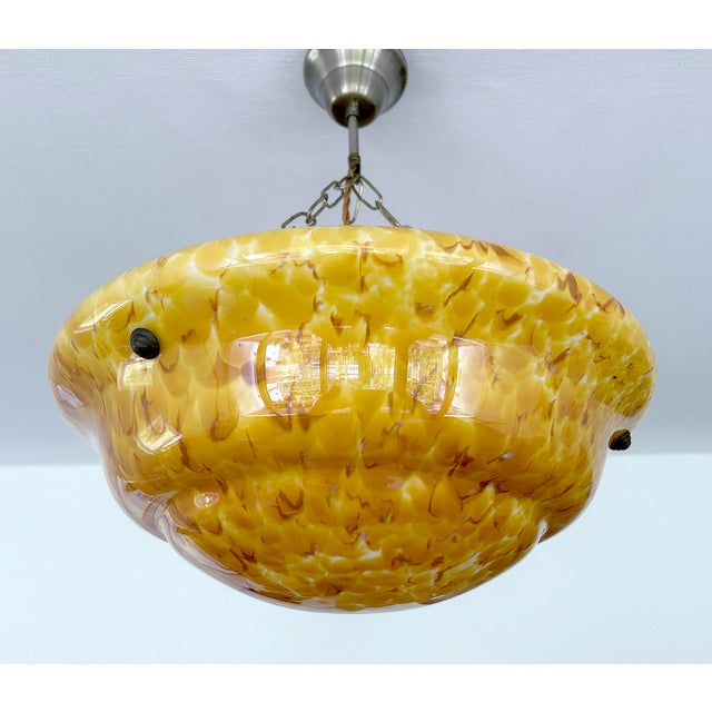 Art Deco Amber Glass Pendant Light, 1930s For Sale - Image 6 of 18