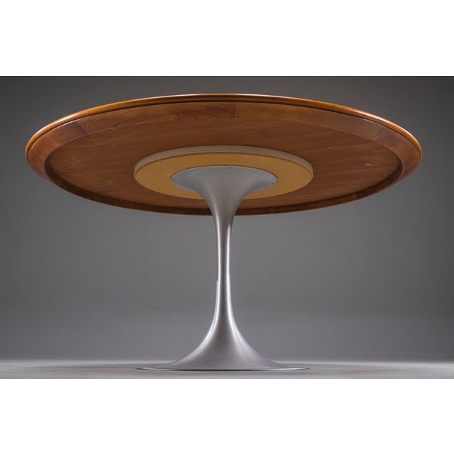 Round Walnut Dining Table with Tulip Pedestal Base, 1960s For Sale - Image 12 of 13
