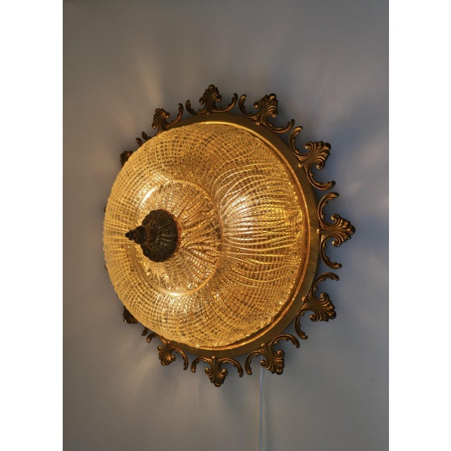 Mid-Century Modern Ornate Textured Glass Flush Mount, 1960s For Sale - Image 10 of 18