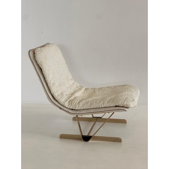 Set of Lounge Chair with Fabric Ottoman, 1980s For Sale - Image 4 of 12