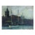 1916 City Ship Harbor With Clock Tower in Early Evening Painting For Sale