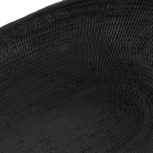 Black Ember Weave Indoor-Outdoor Oblong Bowl For Sale - Image 8 of 9