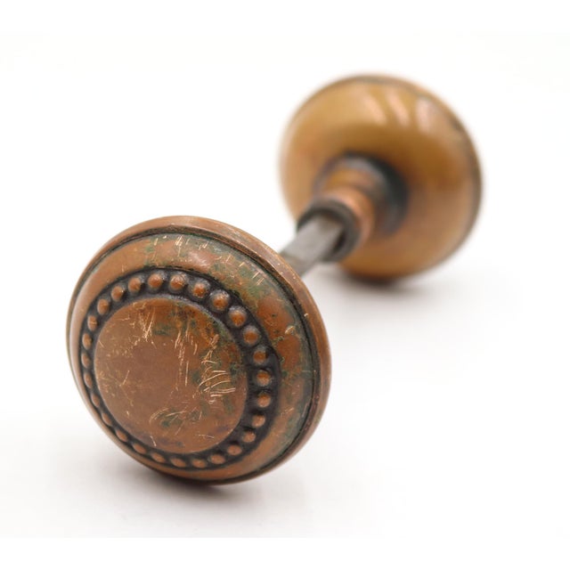 Mid 20th Century Pair of Antique Beaded 2.25 In. Passage Door Knobs For Sale - Image 5 of 6