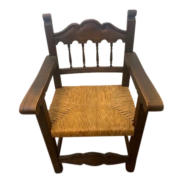 Early 20th Century Original Hand Carved Mexican Armchair For Sale