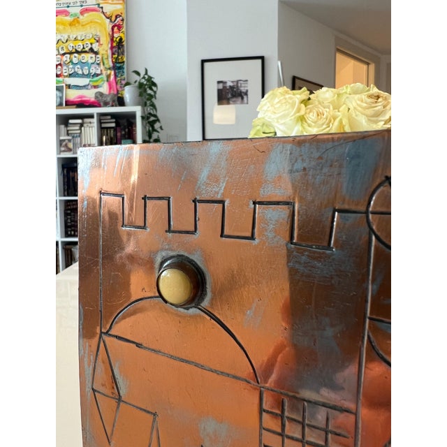 Mid 20th Century Israeli Mod Arts & Crafts Copper Sculpture Bookends Bezalel Schatz Yaad Studio, c.1960s For Sale - Image 5 of 15