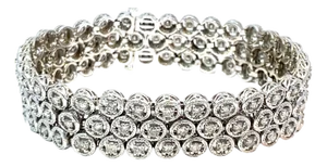 14k White Gold Three-Row Diamond Bracelet