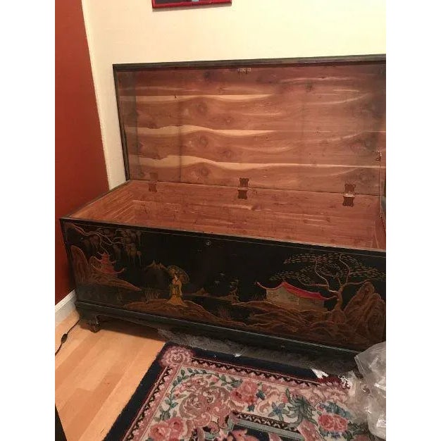 Early 20th Century Early 20th Century Asian Lacquered Wood Blanket Chest For Sale - Image 5 of 7
