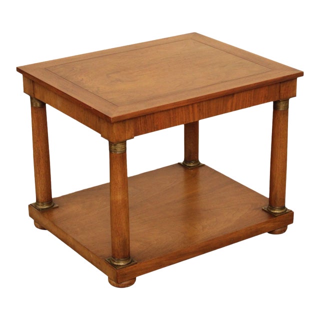 1960s Empire Style Two-Tier Walnut Side Table For Sale