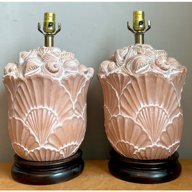 Vintage Frederick Cooper Shell Lamps - Pair For Sale - Image 9 of 12