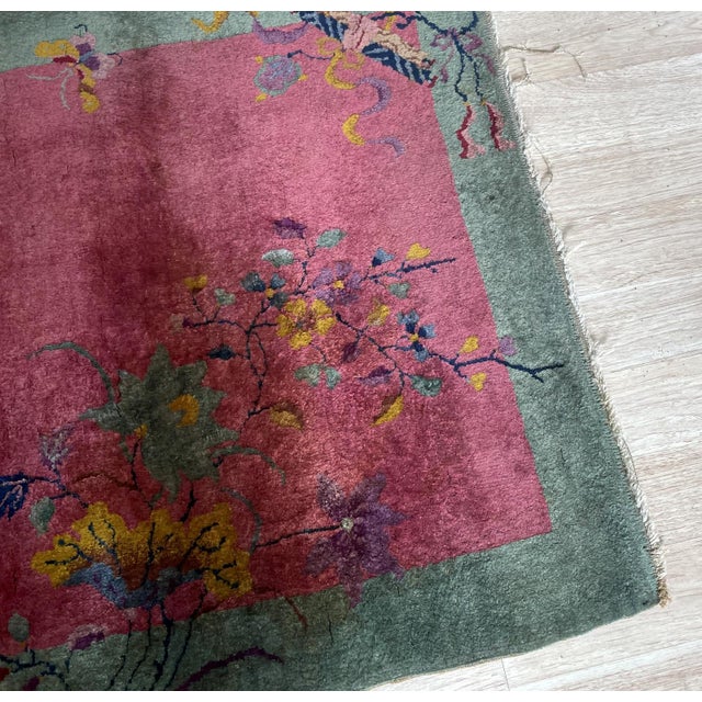 Antique 1920s Chinese Art Deco Scatter Rug 3.1' X 5' (94cm X 152cm) For Sale In New York - Image 6 of 7