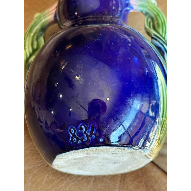 Antique French Majolica Vase- Cyclamen Flower Motif For Sale In Pittsburgh - Image 6 of 6