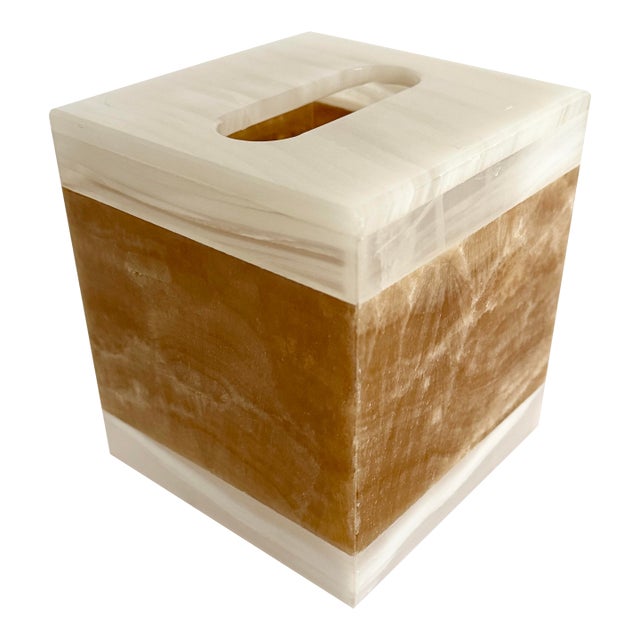 Vintage Onyx Stone Tissue Box For Sale