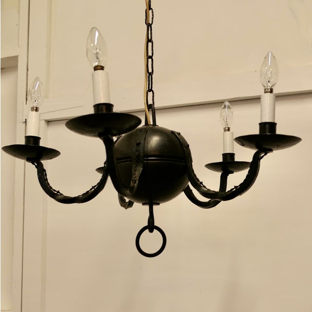 Gothic Iron and Wood Chandelier, 1920s For Sale - Image 11 of 13
