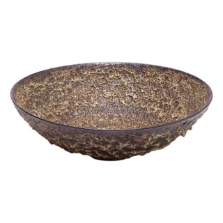 Gertrud and Otto Natzler Pale Green & Black Crater Bowl, 1956 (Lacma Exhibited) For Sale