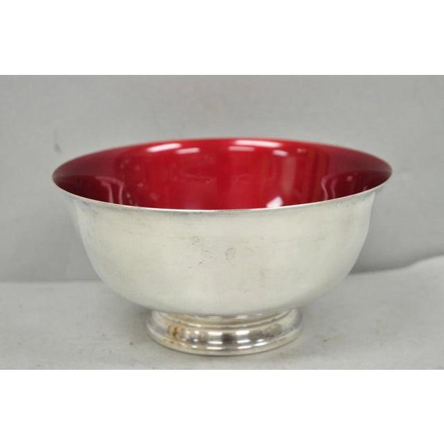 Mid-Century Modern Vintage Mid Century Modern Reed & Barton 104 Silver Plated Red Enamel Bowl For Sale - Image 3 of 10
