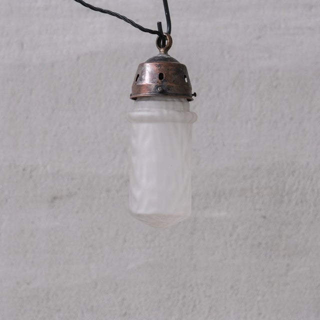 Metal Small Mid-Century Cloudy Opaque Glass Pendant Light, 1960s For Sale - Image 7 of 7