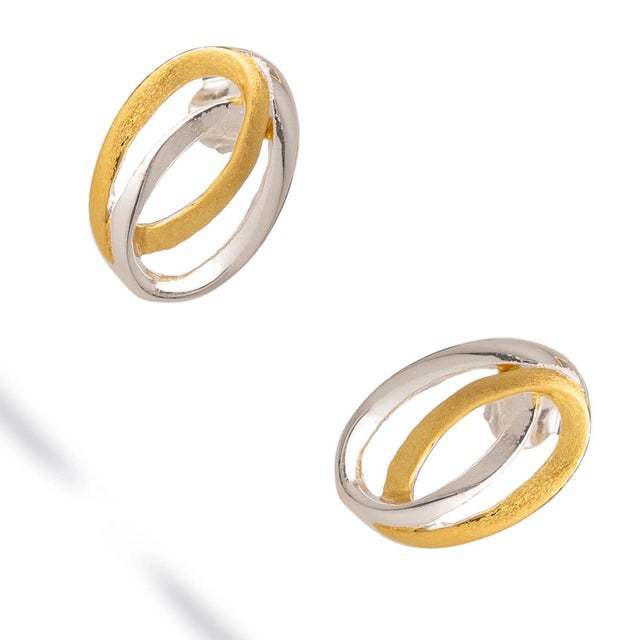 Infinity Loop Mixed Metal Earrings, A Pair For Sale In Miami - Image 6 of 7