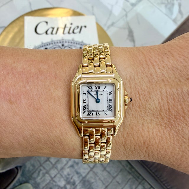 Ladies Cartier Panthere 22mm 1070 18k Yellow Gold Quartz Watch For Sale - Image 10 of 10