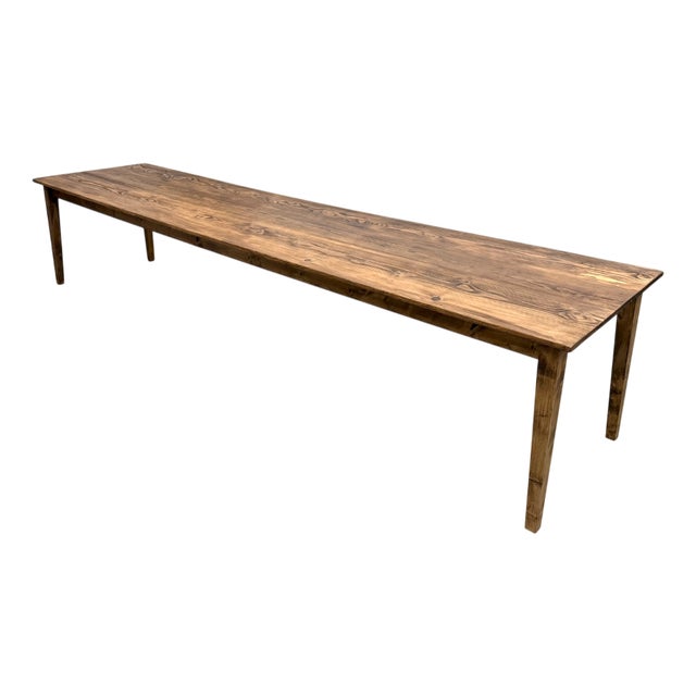 Large Pine Farmhouse Table with Spindle Legs, 1950s For Sale