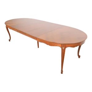 Kindel Furniture French Provincial Louis XV Cherry Wood Extension Dining Table, Newly Refinished