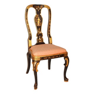 Queen Anne Style Chinoiserie Decorated Side Chair For Sale