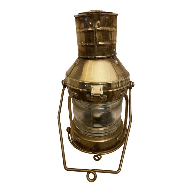 1950s Anchor Brass Nautical Lantern Lamp For Sale