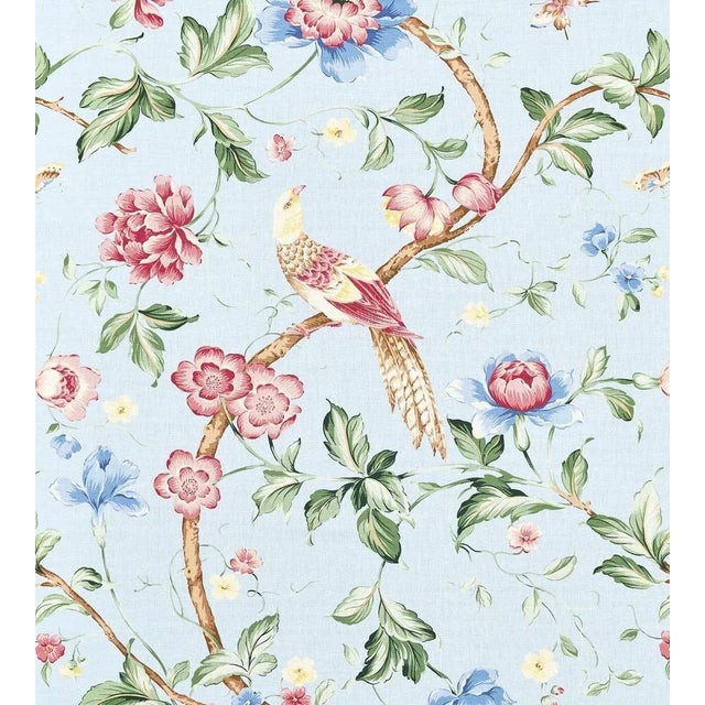Traditional Sample - The House of Scalamandré Orienteaux Fabric, Rose & Blue on Glacier Blue For Sale - Image 3 of 3