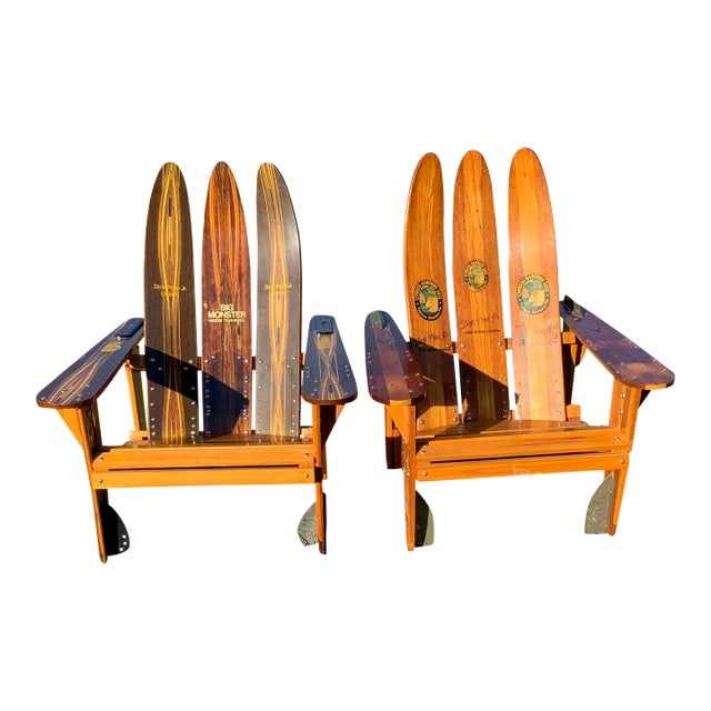 1950s One of a Kind, Dick Pope Jr Cypress Gardens Water Ski Adirondack Chairs Set of 2 For Sale