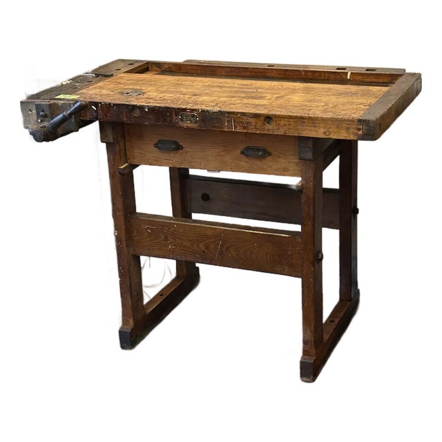 Antique Hammacher Schlemmer Rock Maple Workbench Table For Sale