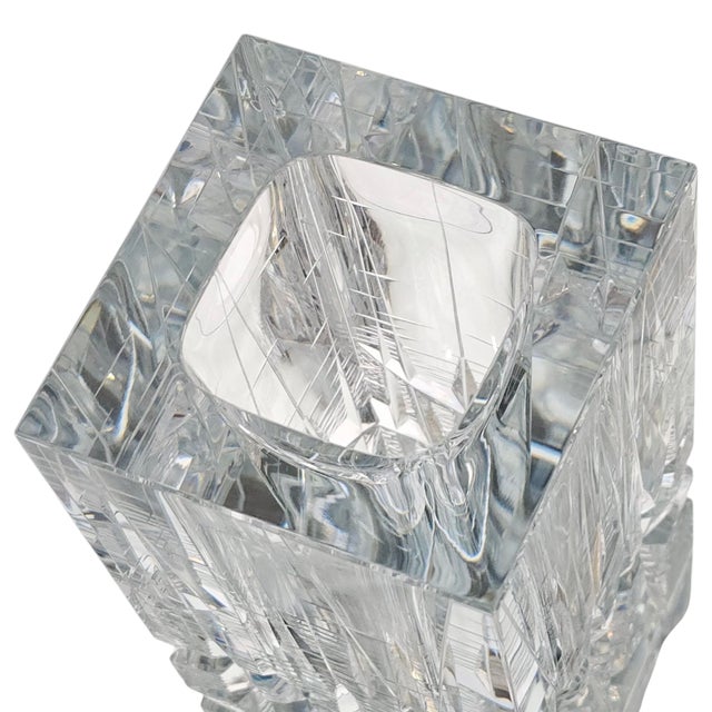 Fumio Sasa for Hoya Crystal “Ice Fall” Faceted Vase With Original Box, Museum Collection For Sale - Image 12 of 12