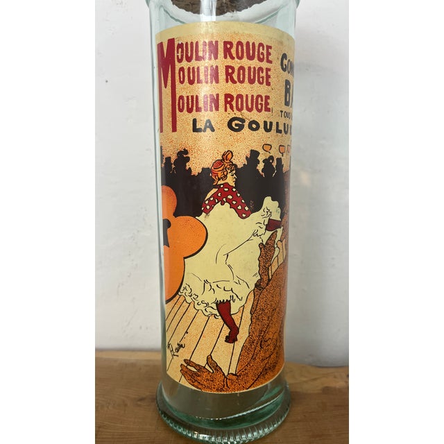 Brown Vintage French Art Nouveau Style Pasta Jar with Moulin Rouge by Henri de Toulouse-Lautrec Motif, 1960s For Sale - Image 8 of 14