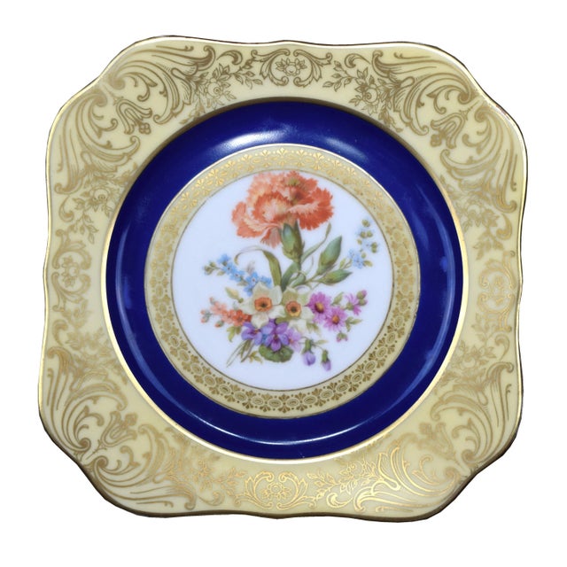 1900 - 1909 Antique Bavarian Floral Porcelain Dessert Plates Circa 1900- Set of 4 For Sale - Image 5 of 7