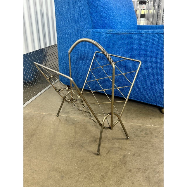 1960s Mid Century Modern Atomic Metal Storage Rack for Books, Magazines, Newspapers For Sale In Austin - Image 6 of 8
