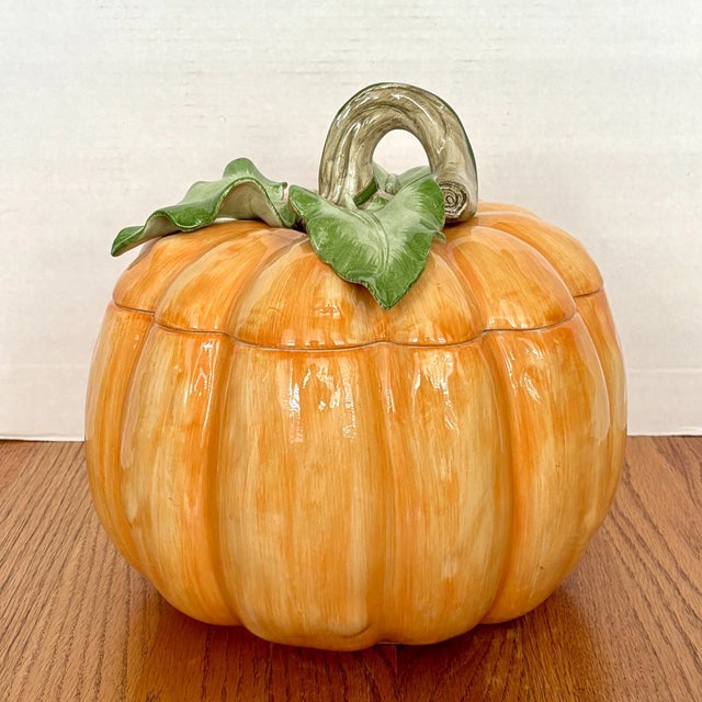 Vintage Fitz and Floyd Vegetable Garden Pumpkin 5-Quart Soup Tureen Bring charm and harvest-inspired elegance to your...