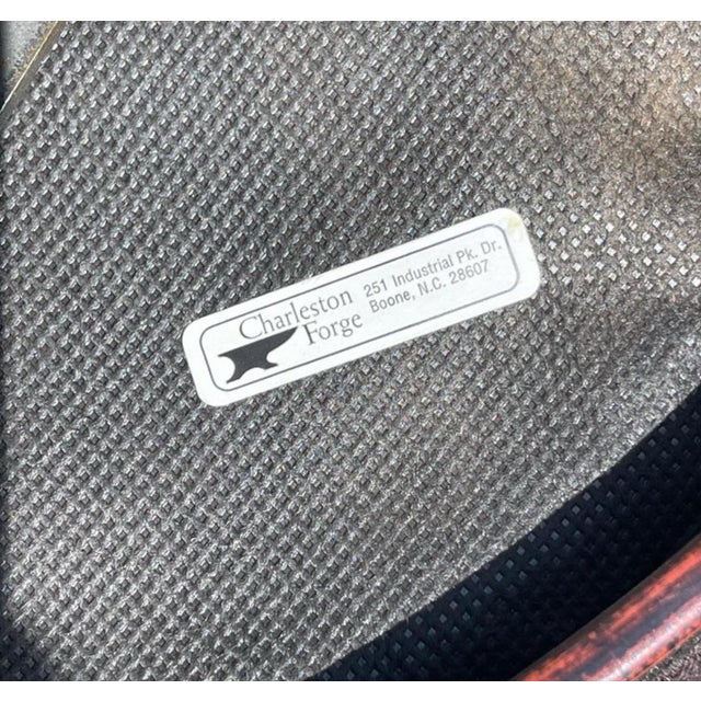 Charleston Forge Patinated Wrought Iron Swivel Counter Bar Stools, Set of 3 For Sale - Image 11 of 12