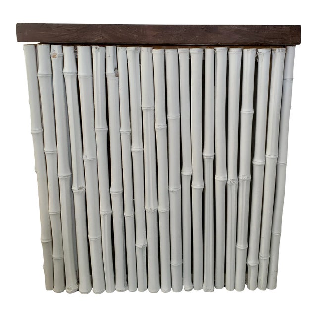 1980s Petite Bamboo and Reclaimed Wood Side Table For Sale