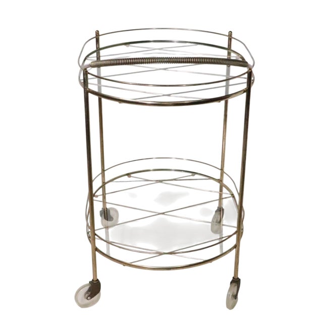 Mid-Century Modern Mid Century Hollywood Regency Rolling Bar Serving Cart For Sale - Image 3 of 12