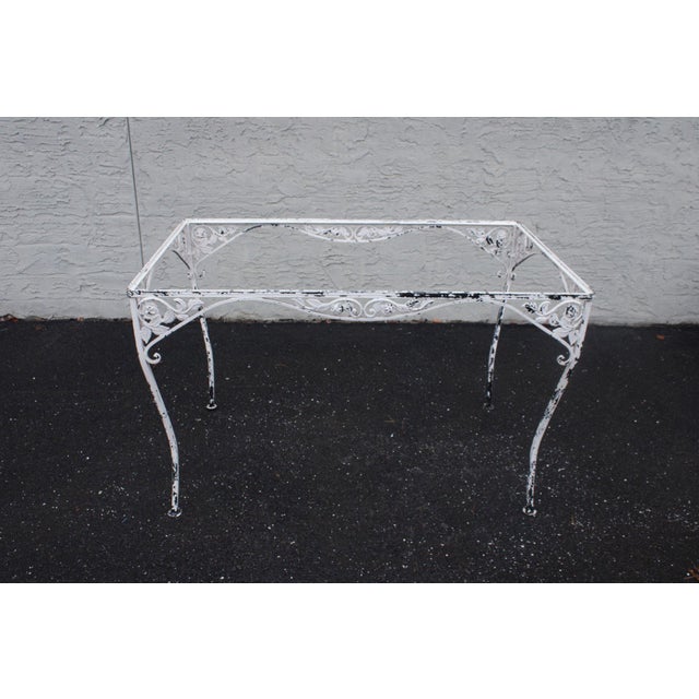 Vintage Five-Piece Wrought Iron Patio Dining Set For Sale - Image 9 of 12