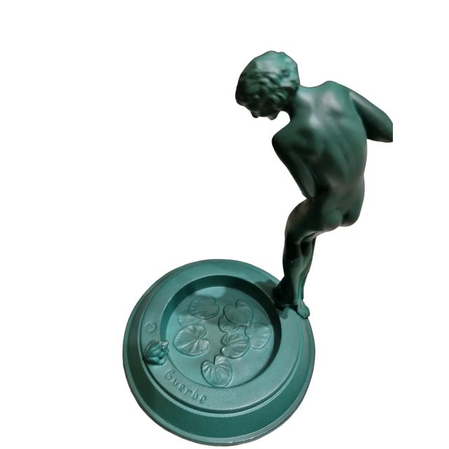 Vague Female Figurine Stepping Into a Lake by Guerbe for Max Le Verrier, France, 1930s For Sale - Image 4 of 6